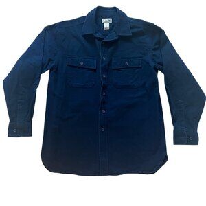 LL Bean Shirt Men's Navy Chamois Flannel Traditional Fit Button Up Size Medium.